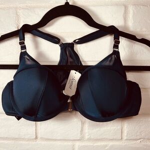 NWT Soma Sensual Front Close Lined Underwire Racerback Demi Bra 38 B Navy #0448